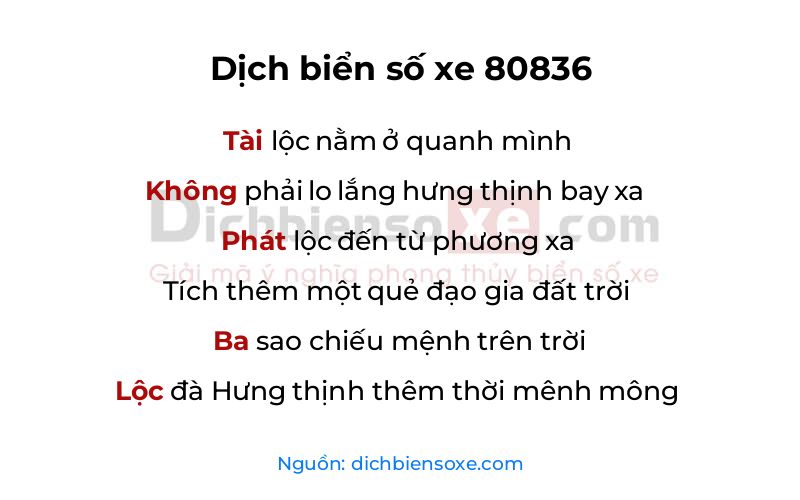 Dịch thơ biển số 80836
