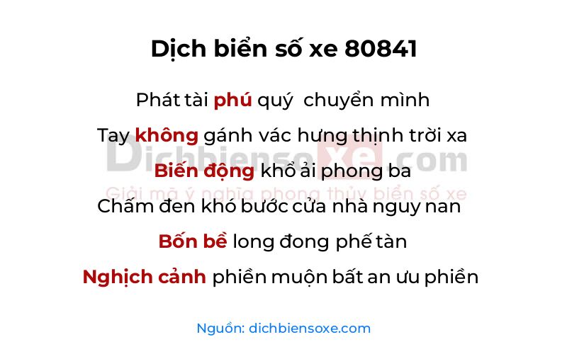 Dịch thơ biển số 80841