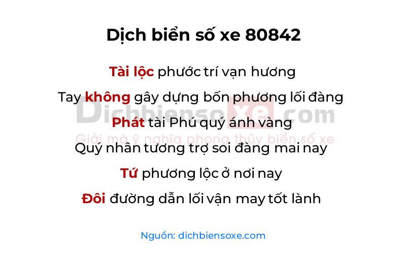 Dịch thơ biển số 80842