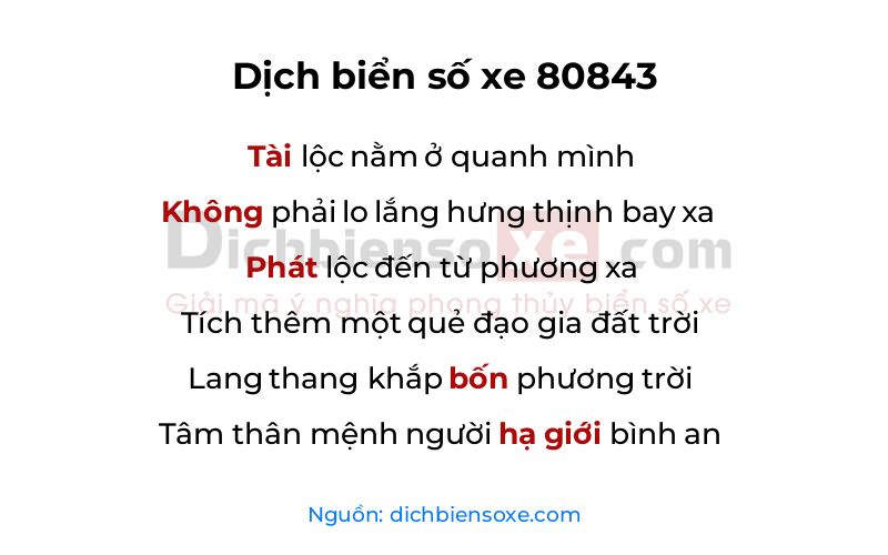 Dịch thơ biển số 80843