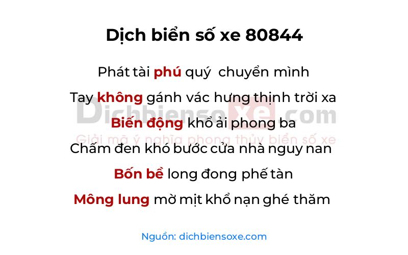 Dịch thơ biển số 80844