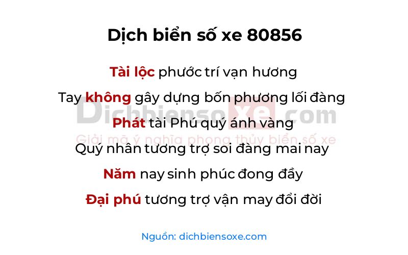 Dịch thơ biển số 80856