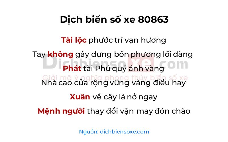 Dịch thơ biển số 80863