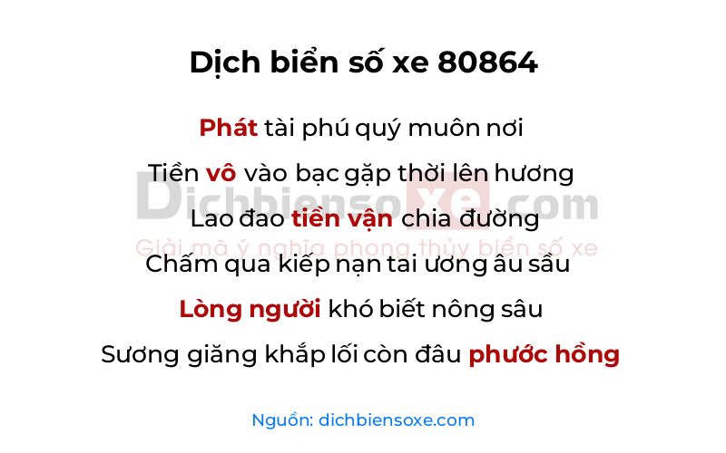 Dịch thơ biển số 80864