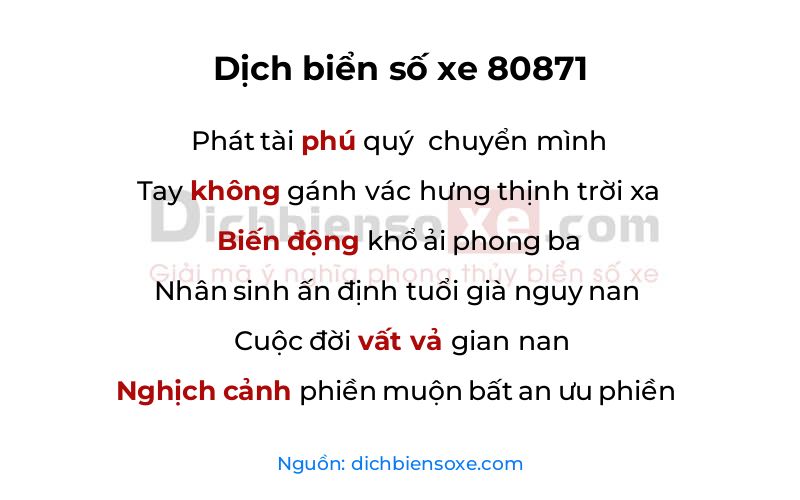 Dịch thơ biển số 80871