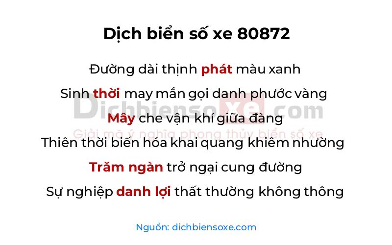 Dịch thơ biển số 80872