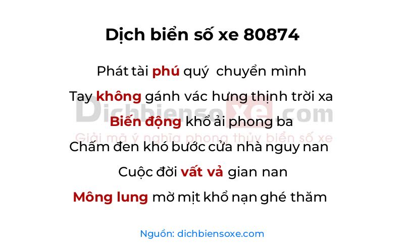 Dịch thơ biển số 80874