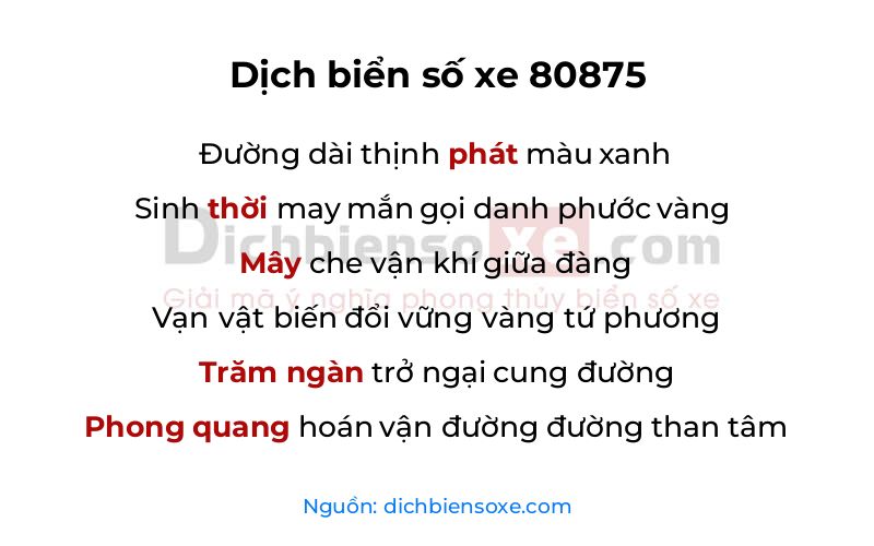 Dịch thơ biển số 80875