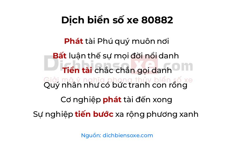 Dịch thơ biển số 80882