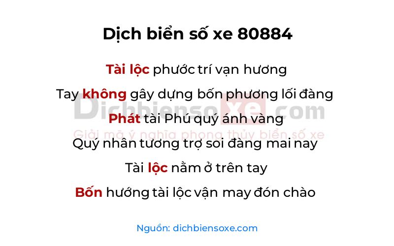 Dịch thơ biển số 80884
