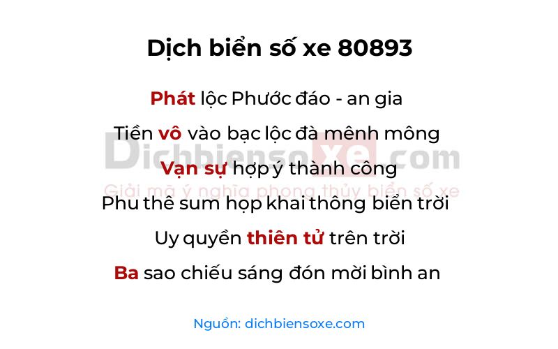 Dịch thơ biển số 80893