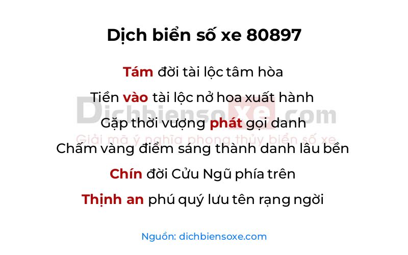 Dịch thơ biển số 80897