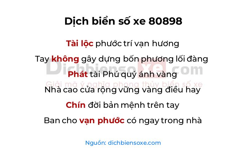 Dịch thơ biển số 80898