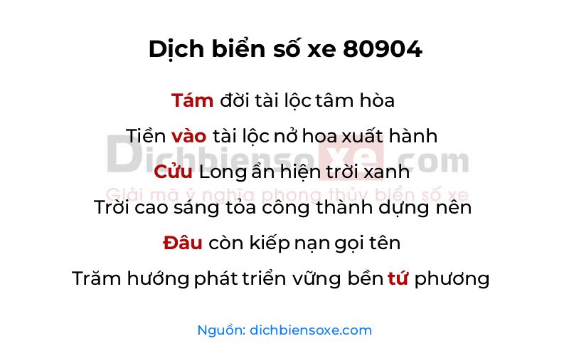 Dịch thơ biển số 80904