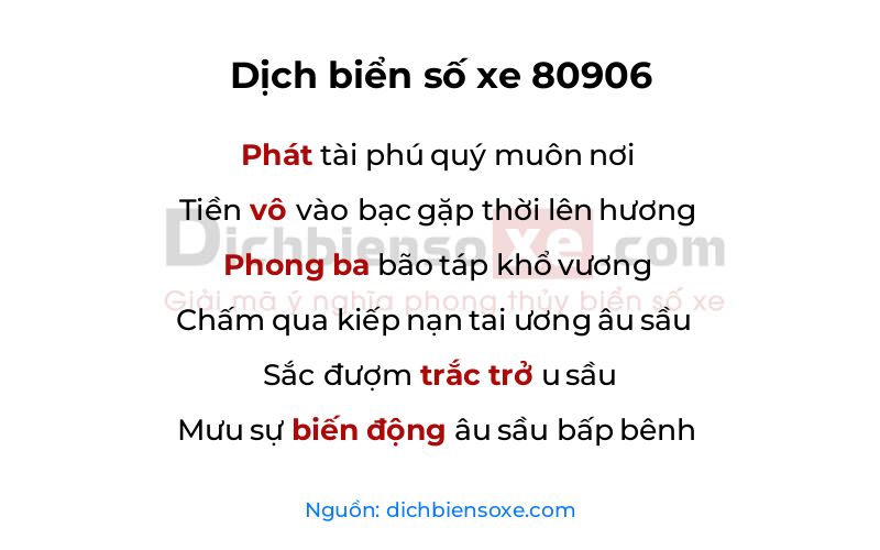 Dịch thơ biển số 80906