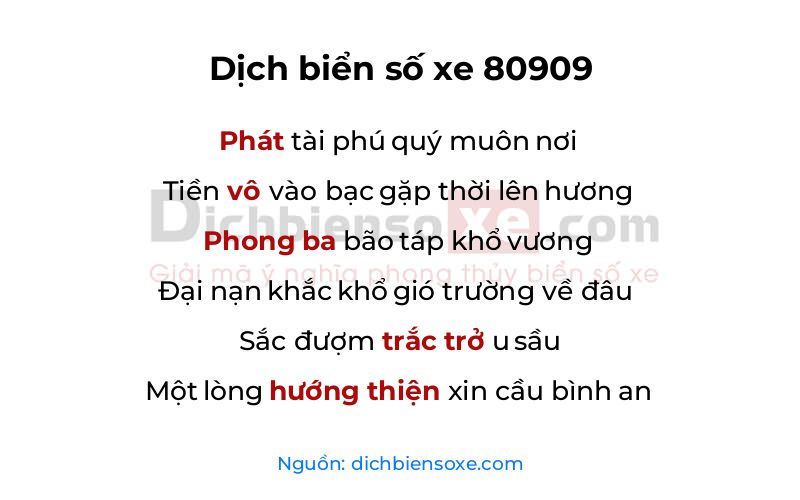 Dịch thơ biển số 80909