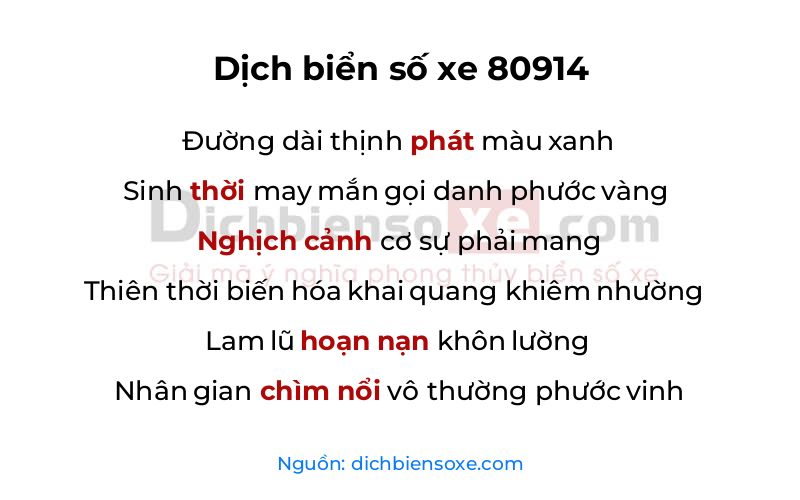 Dịch thơ biển số 80914