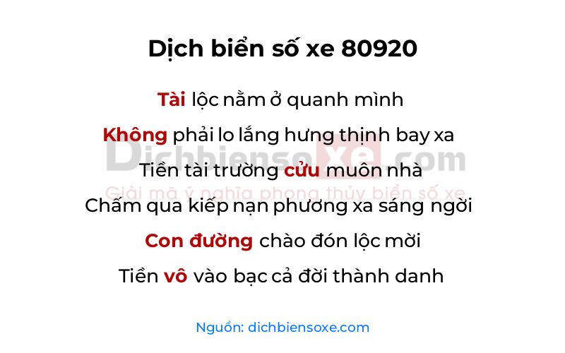 Dịch thơ biển số 80920