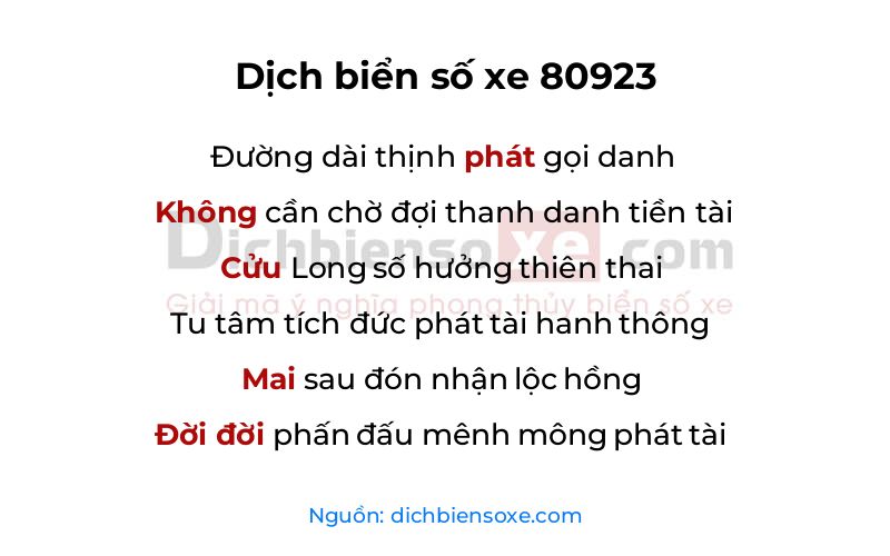 Dịch thơ biển số 80923