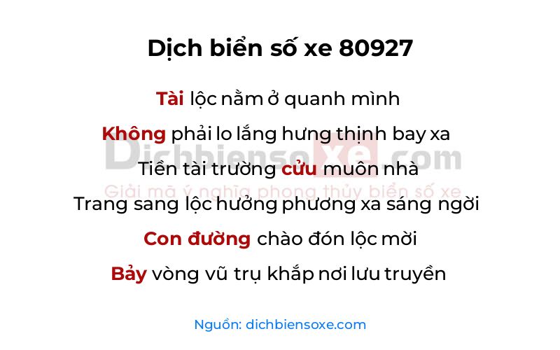 Dịch thơ biển số 80927