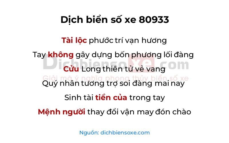 Dịch thơ biển số 80933
