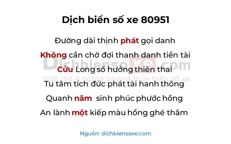 Dịch thơ biển số 80951