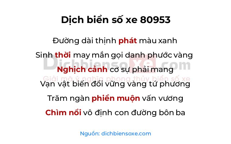 Dịch thơ biển số 80953