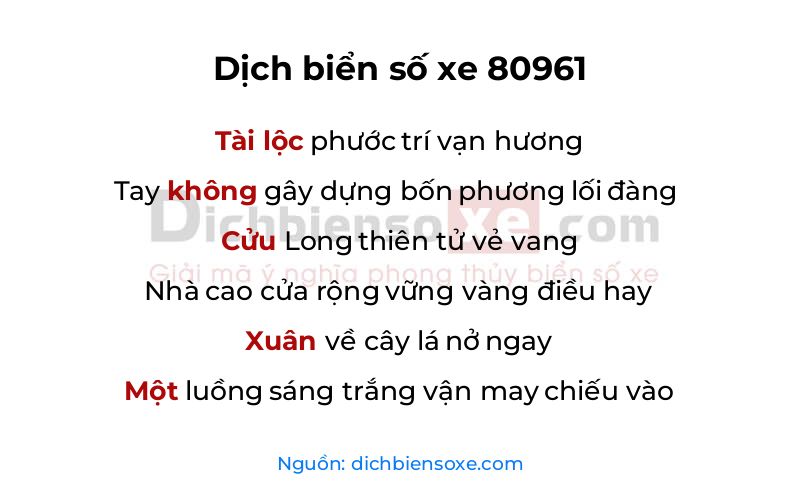 Dịch thơ biển số 80961