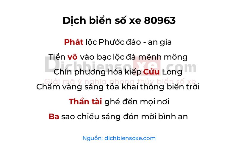 Dịch thơ biển số 80963