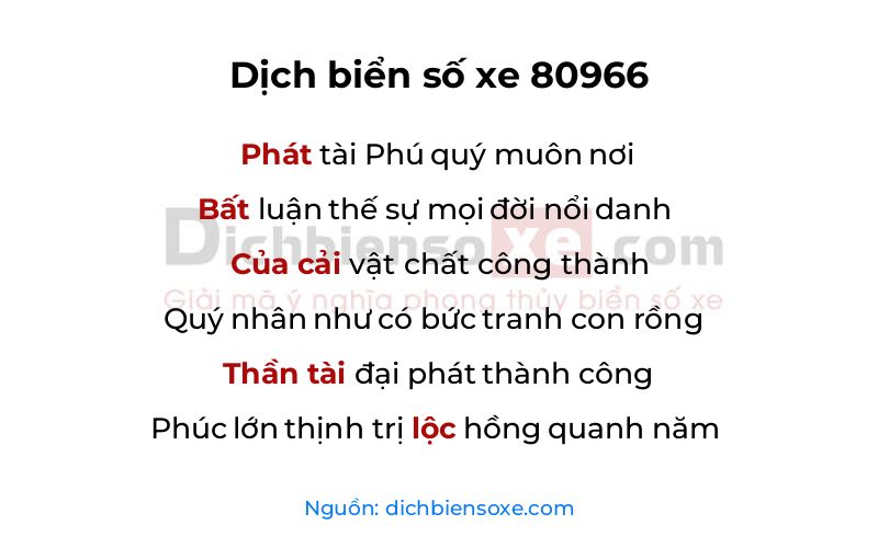 Dịch thơ biển số 80966