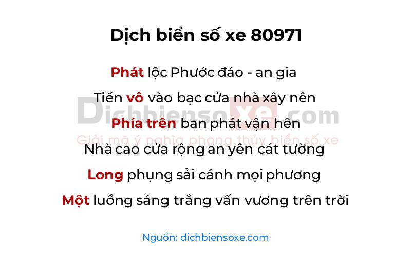 Dịch thơ biển số 80971