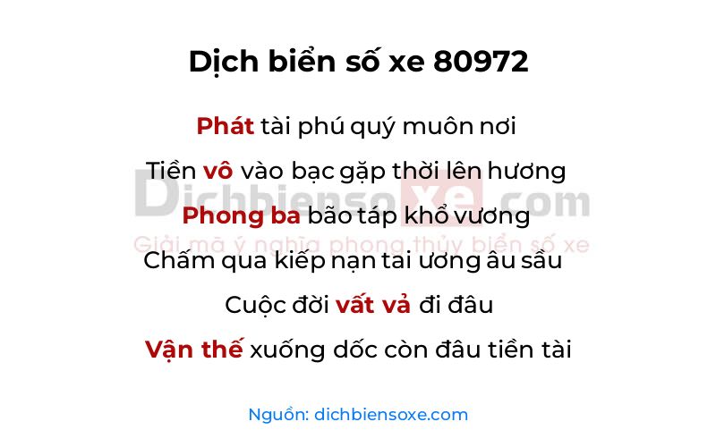 Dịch thơ biển số 80972