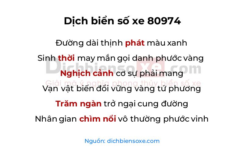 Dịch thơ biển số 80974