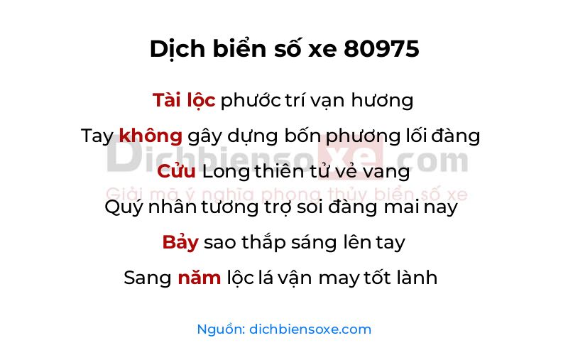 Dịch thơ biển số 80975