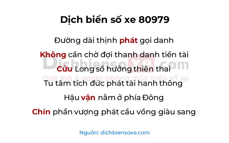 Dịch thơ biển số 80979