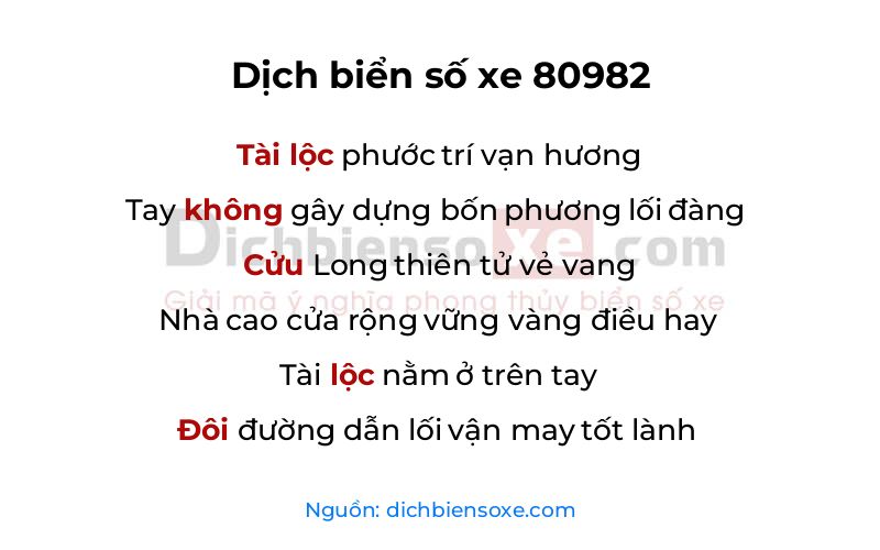 Dịch thơ biển số 80982
