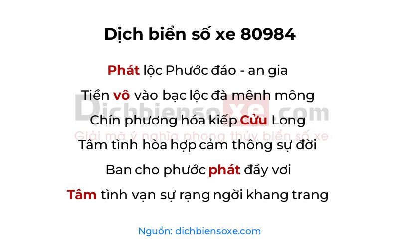 Dịch thơ biển số 80984