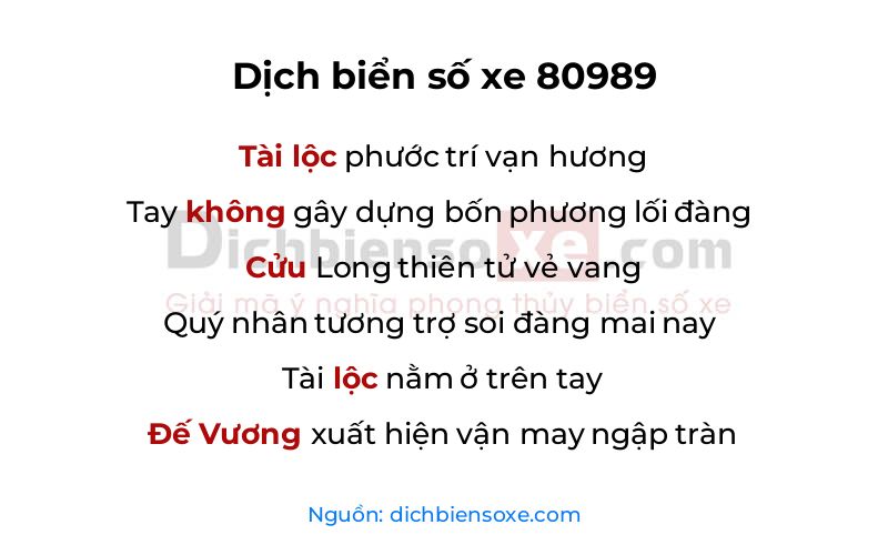 Dịch thơ biển số 80989