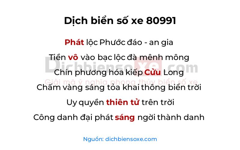 Dịch thơ biển số 80991
