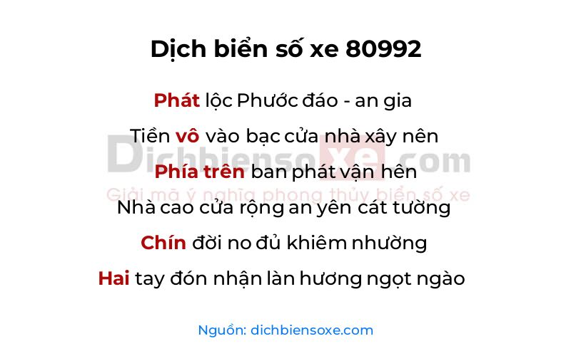 Dịch thơ biển số 80992