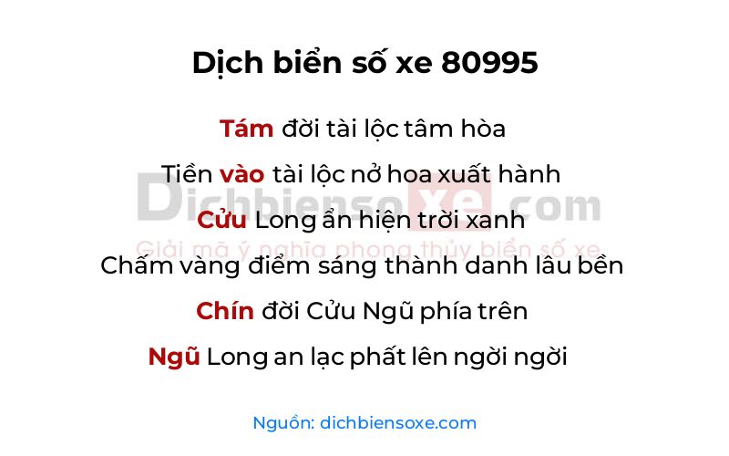 Dịch thơ biển số 80995