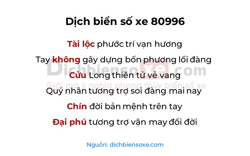 Dịch thơ biển số 80996