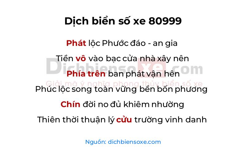 Dịch thơ biển số 80999