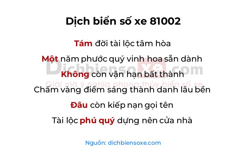 Dịch thơ biển số 81002