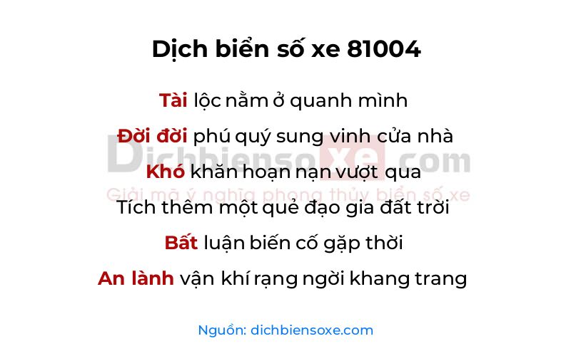 Dịch thơ biển số 81004
