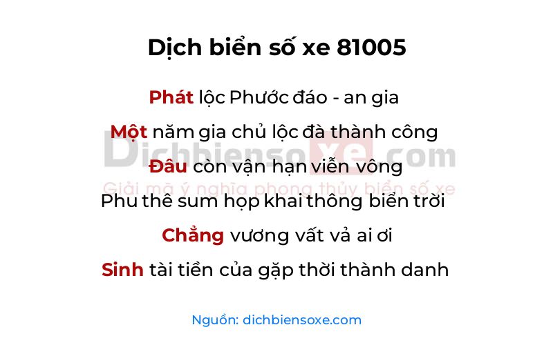Dịch thơ biển số 81005