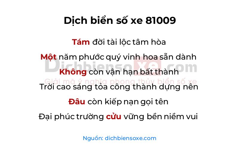 Dịch thơ biển số 81009