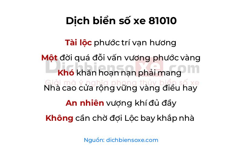 Dịch thơ biển số 81010