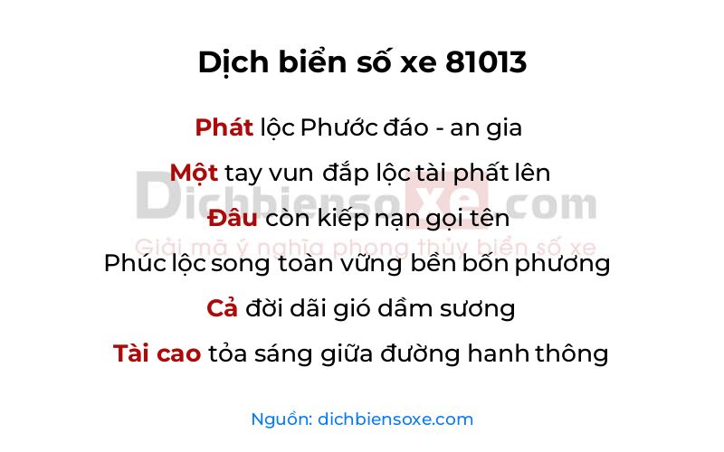 Dịch thơ biển số 81013