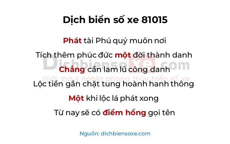 Dịch thơ biển số 81015